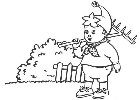 Noddy Does Gardening  Coloring Page